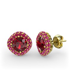 Linne Küpe - Garnet ve rodolit garnet 18 ayar altın küpe #bueb8f