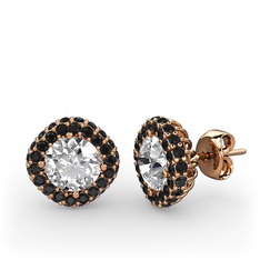 Linne Küpe - Swarovski ve siyah zirkon 14 ayar rose altın küpe #cnofdj