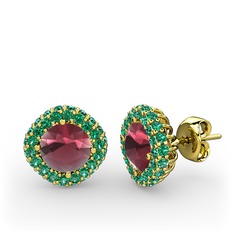 Linne Küpe - Kök yakut ve yeşil kuvars 8 ayar altın küpe #dqcjwo