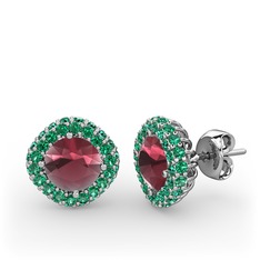 Linne Küpe - Kök yakut ve yeşil kuvars 925 ayar gümüş küpe #frbk6b