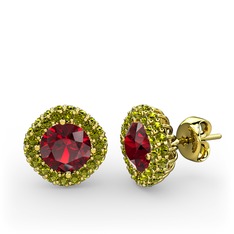 Garnet ve peridot 18 ayar altın küpe