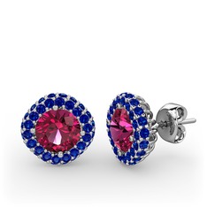 Linne Küpe - Rodolit garnet ve lab safir 925 ayar gümüş küpe #hw4h1a