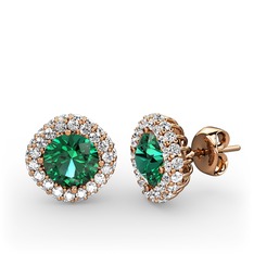 Linne Küpe - Yeşil kuvars ve swarovski 925 ayar rose altın kaplama gümüş küpe #jyu3e3