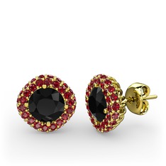 Siyah zirkon ve garnet 8 ayar altın küpe
