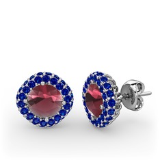 Linne Küpe - Kök yakut ve lab safir 14 ayar beyaz altın küpe #nonatp