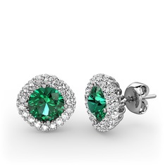 Linne Küpe - Yeşil kuvars ve swarovski 14 ayar beyaz altın küpe #otzqwj