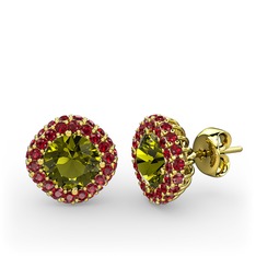 Peridot ve garnet 14 ayar altın küpe