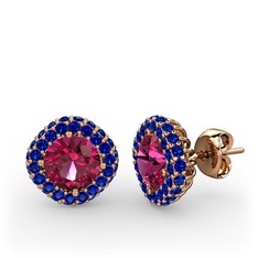 Linne Küpe - Rodolit garnet ve lab safir 8 ayar rose altın küpe #q3cyue