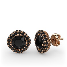 Linne Küpe - Siyah zirkon 925 ayar rose altın kaplama gümüş küpe #r6cd4m