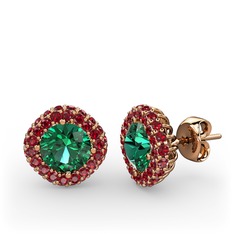 Linne Küpe - Yeşil kuvars ve garnet 925 ayar rose altın kaplama gümüş küpe #ul6us9