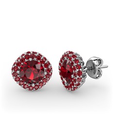 Linne Küpe - Garnet 8 ayar beyaz altın küpe #v1iamp