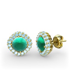 Linne Küpe - Kök zümrüt ve akuamarin 925 ayar altın kaplama gümüş küpe #xdarpo