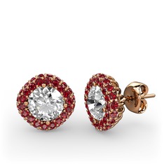 Swarovski ve garnet 8 ayar rose altın küpe