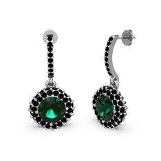 Sivana Küpe - Yeşil kuvars ve siyah zirkon 925 ayar gümüş küpe #119wktz