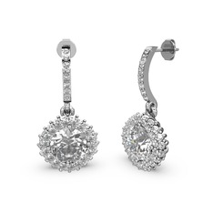 Sivana Küpe - Swarovski ve pırlanta 18 ayar beyaz altın küpe (1.52 karat) #11l7k2q