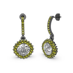 Sivana Küpe - Swarovski ve peridot 925 ayar siyah rodyum kaplama gümüş küpe #11u5254