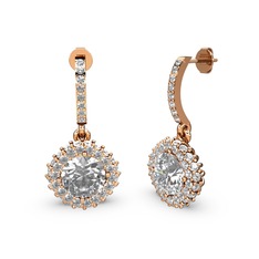 Beyaz zirkon ve swarovski 14 ayar rose altın küpe