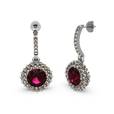 Rodolit garnet ve dumanlı kuvars 925 ayar gümüş küpe