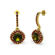 Sivana Küpe - Peridot ve garnet 14 ayar altın küpe #11z4igv