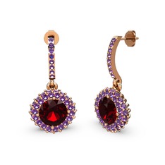 Sivana Küpe - Garnet ve ametist 18 ayar rose altın küpe #12gb2gx