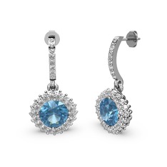 Sivana Küpe - Akuamarin ve pırlanta 8 ayar beyaz altın küpe (1.52 karat) #140byc0