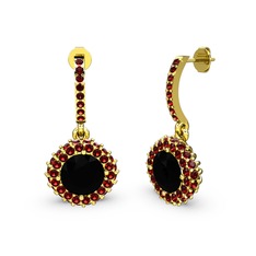 Sivana Küpe - Siyah zirkon ve garnet 925 ayar altın kaplama gümüş küpe #150s2yf