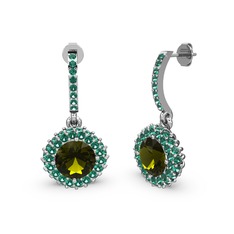 Peridot ve yeşil kuvars 925 ayar gümüş küpe