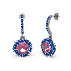 Sivana Küpe - Pembe kuvars ve lab safir 925 ayar gümüş küpe #1965fwp