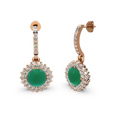 Sivana Küpe - Kök zümrüt ve beyaz zirkon 8 ayar rose altın küpe #1b1pdfd