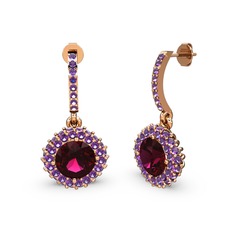 Sivana Küpe - Rodolit garnet ve ametist 8 ayar rose altın küpe #1b352di