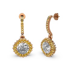 Sivana Küpe - Beyaz zirkon ve sitrin 925 ayar rose altın kaplama gümüş küpe #1c6yd0f