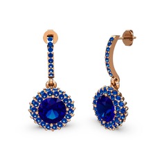 Lab safir 14 ayar rose altın küpe