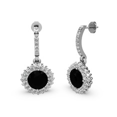 Sivana Küpe - Siyah zirkon ve swarovski 8 ayar beyaz altın küpe #1gkr40s