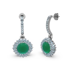 Sivana Küpe - Kök zümrüt ve akuamarin 18 ayar beyaz altın küpe #1hmzj5h