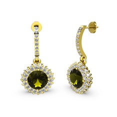 Peridot ve pırlanta 18 ayar altın küpe (1.52 karat)