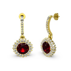Sivana Küpe - Garnet ve pırlanta 18 ayar altın küpe (1.52 karat) #1kmw5j0