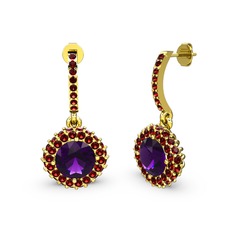 Ametist ve garnet 925 ayar altın kaplama gümüş küpe