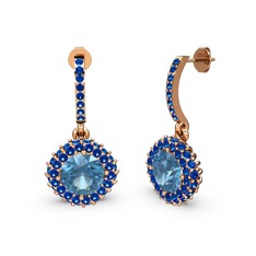 Sivana Küpe - Akuamarin ve lab safir 18 ayar rose altın küpe #1l0w4uv