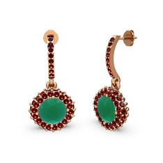 Sivana Küpe - Kök zümrüt ve garnet 925 ayar rose altın kaplama gümüş küpe #1lfsmk6