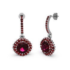 Rodolit garnet ve garnet 8 ayar beyaz altın küpe