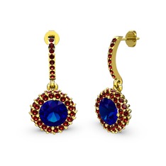 Sivana Küpe - Lab safir ve garnet 8 ayar altın küpe #1nw4ej1