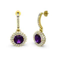 Sivana Küpe - Ametist ve swarovski 18 ayar altın küpe #1pdfo8o