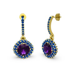 Sivana Küpe - Ametist ve lab safir 925 ayar altın kaplama gümüş küpe #1pj2v8i