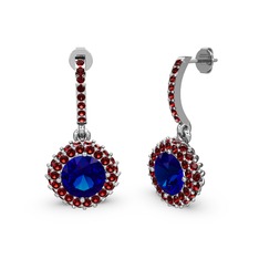 Sivana Küpe - Lab safir ve garnet 14 ayar beyaz altın küpe #1pprc12