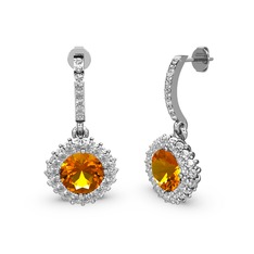 Sivana Küpe - Sitrin ve swarovski 8 ayar beyaz altın küpe #1pqai48