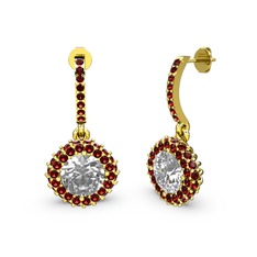Sivana Küpe - Beyaz zirkon ve garnet 8 ayar altın küpe #1q3owog