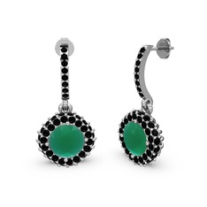 Sivana Küpe - Kök zümrüt ve siyah zirkon 14 ayar beyaz altın küpe #1q9744v