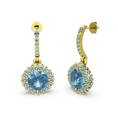 Sivana Küpe - Akuamarin 18 ayar altın küpe #1t6lrng