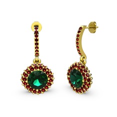 Sivana Küpe - Yeşil kuvars ve garnet 18 ayar altın küpe #1u62if