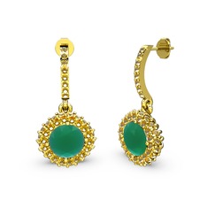 Sivana Küpe - Kök zümrüt ve sitrin 18 ayar altın küpe #1w29mmf